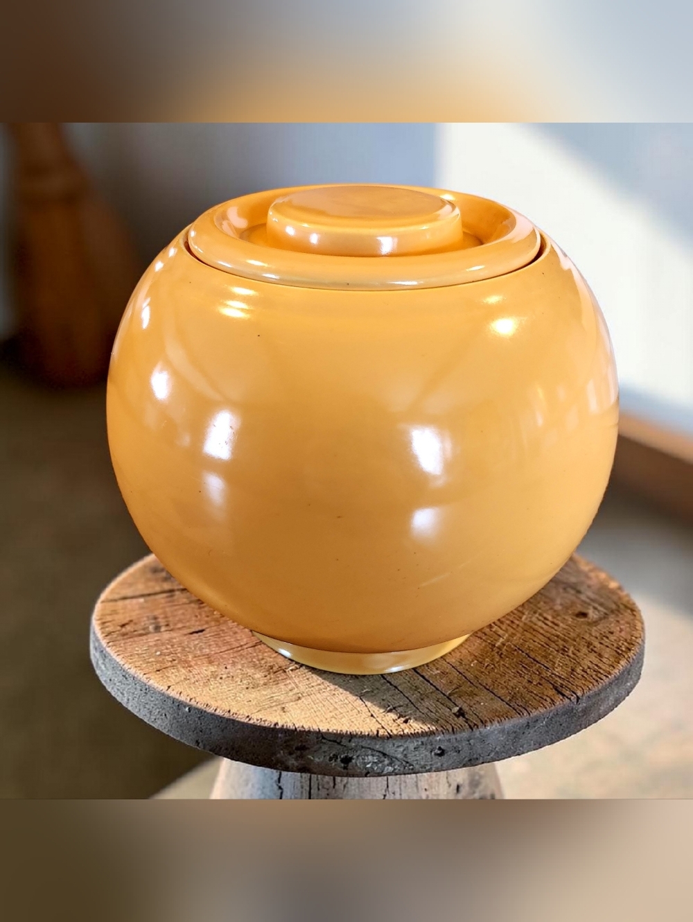 Vintage Fiesta Kitchen Kraft Yellow Ball Jar With Lid USA Home Laughlin See Pics